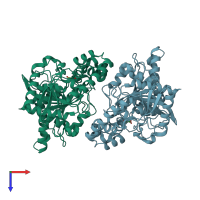 PDB entry 1obl coloured by chain, top view.