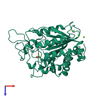 PDB entry 1obr coloured by chain, top view.