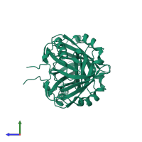 Crustacyanin-C1 subunit in PDB entry 1obu, assembly 1, side view.