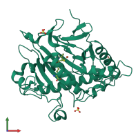 PDB entry 1oc1 coloured by chain, front view.