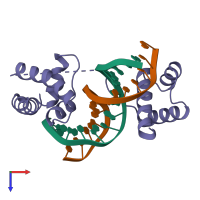 PDB entry 1oct coloured by chain, top view.