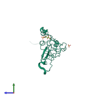 PDB entry 1ocy coloured by chain, side view.