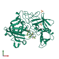 PDB entry 1od1 coloured by chain, front view.