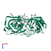 PDB entry 1od1 coloured by chain, top view.