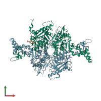 PDB entry 1od2 coloured by chain, front view.