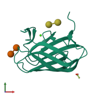 PDB entry 1od3 coloured by chain, front view.