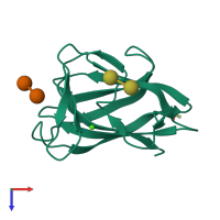 PDB entry 1od3 coloured by chain, top view.