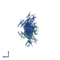 PDB entry 1od4 coloured by chain, side view.