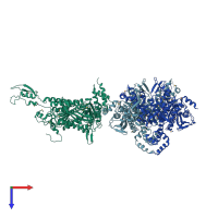 PDB entry 1od4 coloured by chain, top view.