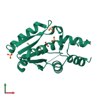 PDB entry 1od6 coloured by chain, front view.