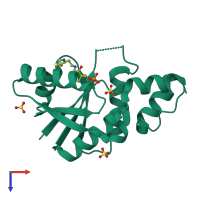 PDB entry 1od6 coloured by chain, top view.