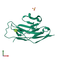 PDB entry 1od9 coloured by chain, front view.