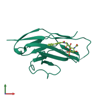 PDB entry 1oda coloured by chain, front view.