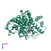 PDB entry 1odc coloured by chain, top view.