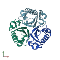 PDB entry 1ode coloured by chain, front view.