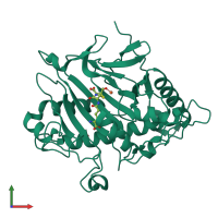 PDB entry 1odn coloured by chain, front view.