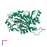 PDB entry 1odn coloured by chain, top view.