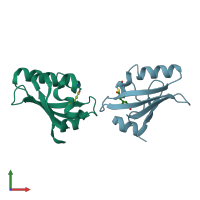 PDB entry 1odv coloured by chain, front view.