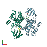 PDB entry 1oe7 coloured by chain, front view.