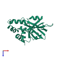 PDB entry 1oek coloured by chain, top view.