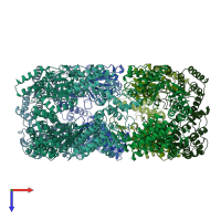 PDB entry 1oel coloured by chain, top view.
