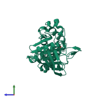 PDB entry 1oeo coloured by chain, side view.