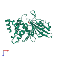 PDB entry 1oeu coloured by chain, top view.