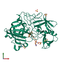 PDB entry 1oex coloured by chain, front view.