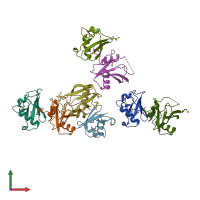 PDB entry 1oey coloured by chain, front view.