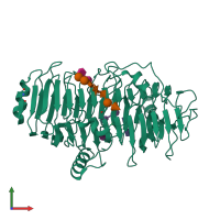 PDB entry 1ofl coloured by chain, front view.