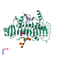 PDB entry 1ofl coloured by chain, top view.