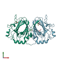 PDB entry 1ofn coloured by chain, front view.