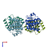 PDB entry 1oft coloured by chain, top view.