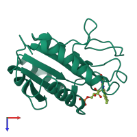 PDB entry 1ofv coloured by chain, top view.