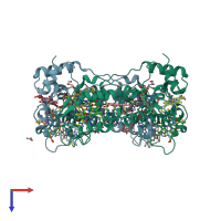 PDB entry 1ofw coloured by chain, top view.