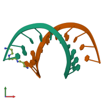 PDB entry 1ofx coloured by chain, front view.