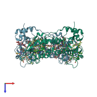 PDB entry 1ofy coloured by chain, top view.