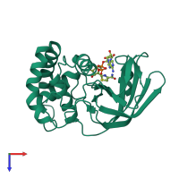 PDB entry 1og1 coloured by chain, top view.