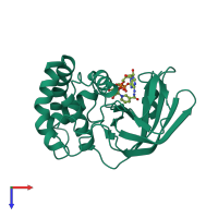 PDB entry 1og4 coloured by chain, top view.