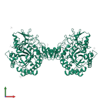 Chitinase B in PDB entry 1ogb, assembly 1, front view.