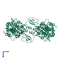 Chitinase B in PDB entry 1ogb, assembly 1, top view.