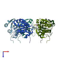 PDB entry 1ogd coloured by chain, top view.