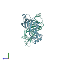 PDB entry 1ogh coloured by chain, side view.