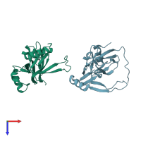 PDB entry 1ogh coloured by chain, top view.