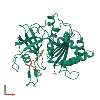 PDB entry 1ogj coloured by chain, front view.