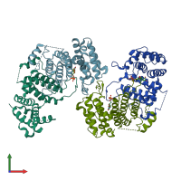 PDB entry 1ogk coloured by chain, front view.