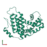 PDB entry 1ogl coloured by chain, front view.