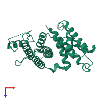 PDB entry 1ogl coloured by chain, top view.