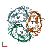 PDB entry 1oh2 coloured by chain, front view.