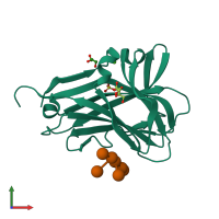 PDB entry 1oh4 coloured by chain, front view.